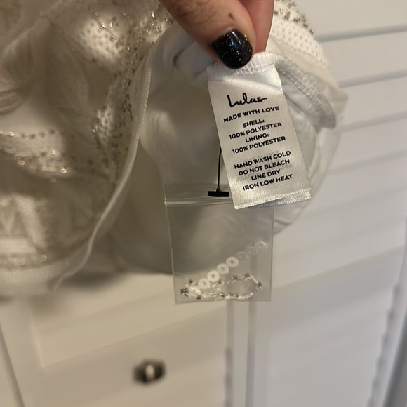 Lulu’s White Sequin Embroidered Mini Dress - Bride Bridal Bachelorette - Picture 6 of 7